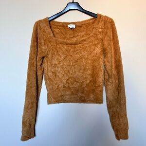 Fuzzy crop square neck sweater size Small
